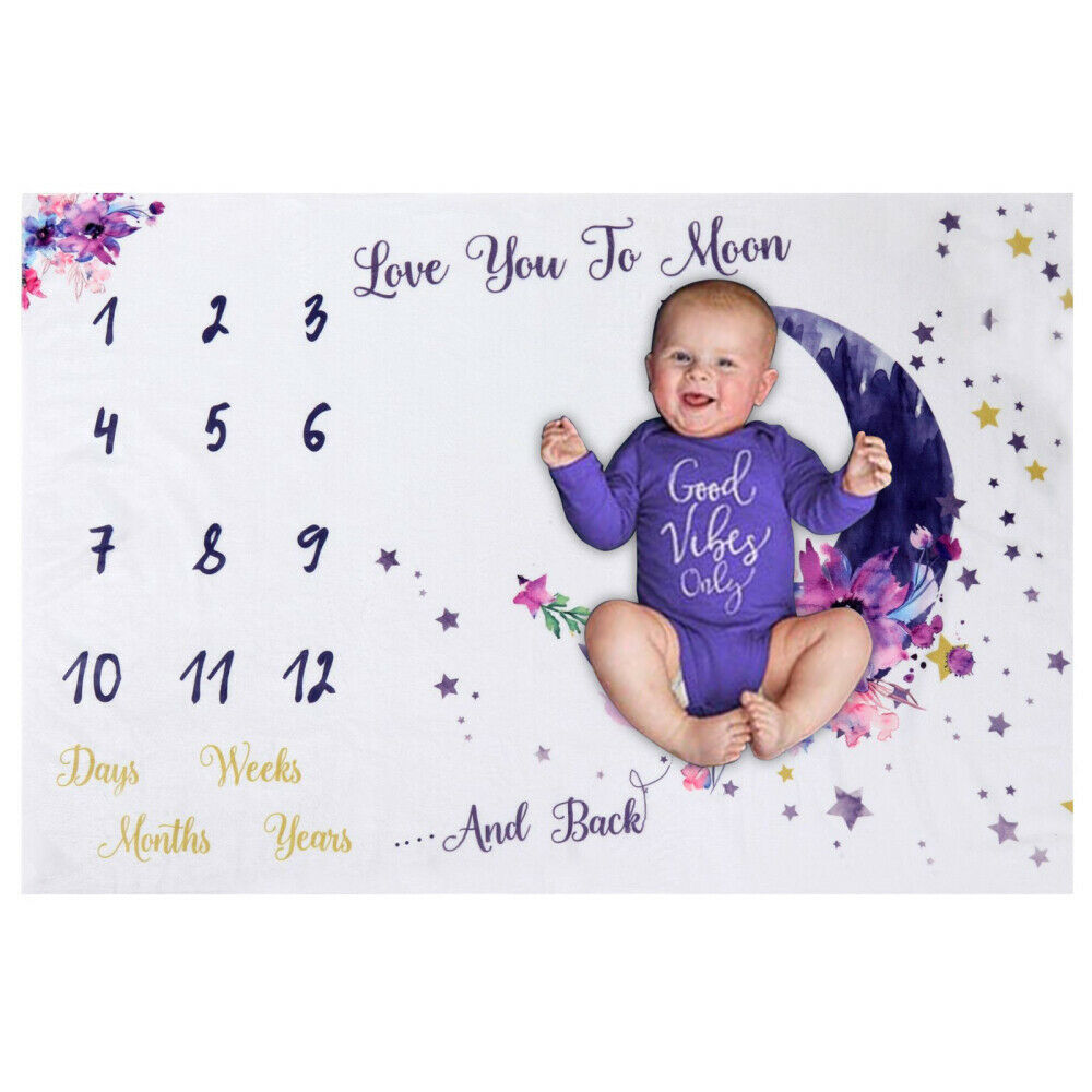 Baby Monthly Milestone Blanket Newborn Flannel Photography Backdrop Infant Props