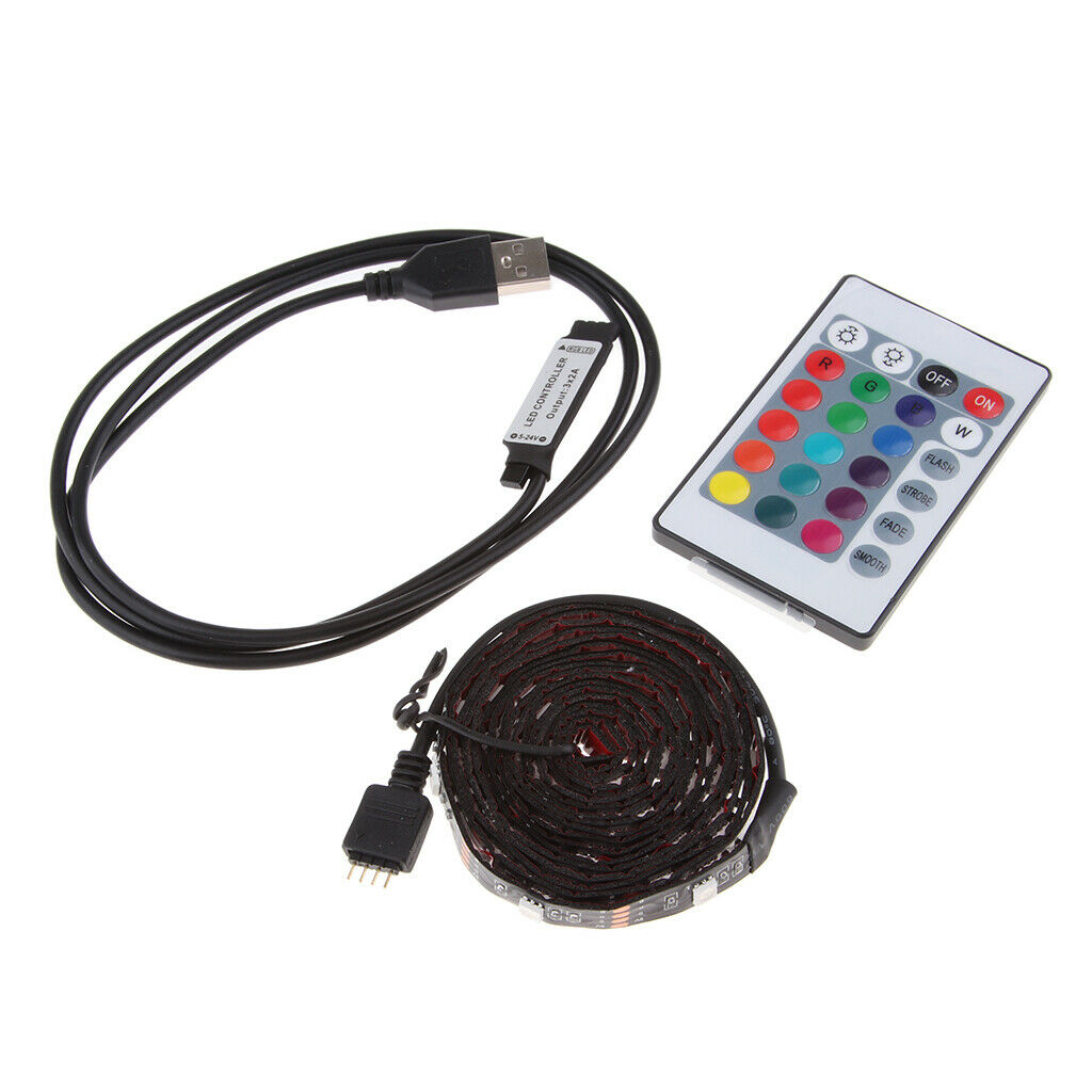 2 Pieces DC 5V USB LED RGB Strip Light TV Back Lighting with 24-Key Remote