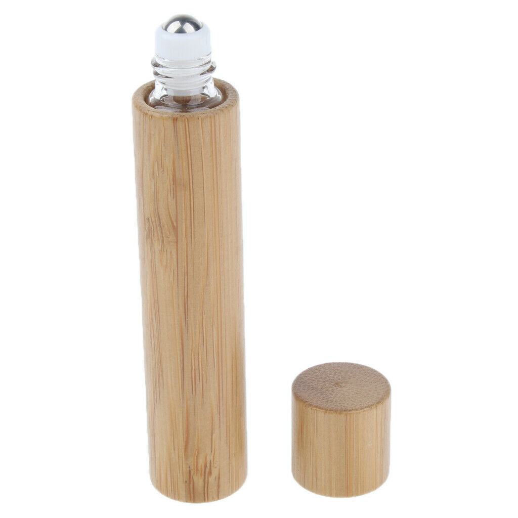 Empty Environmental Bamboo Shell Glass Perfume Roller Ball Bottle Case 10ML