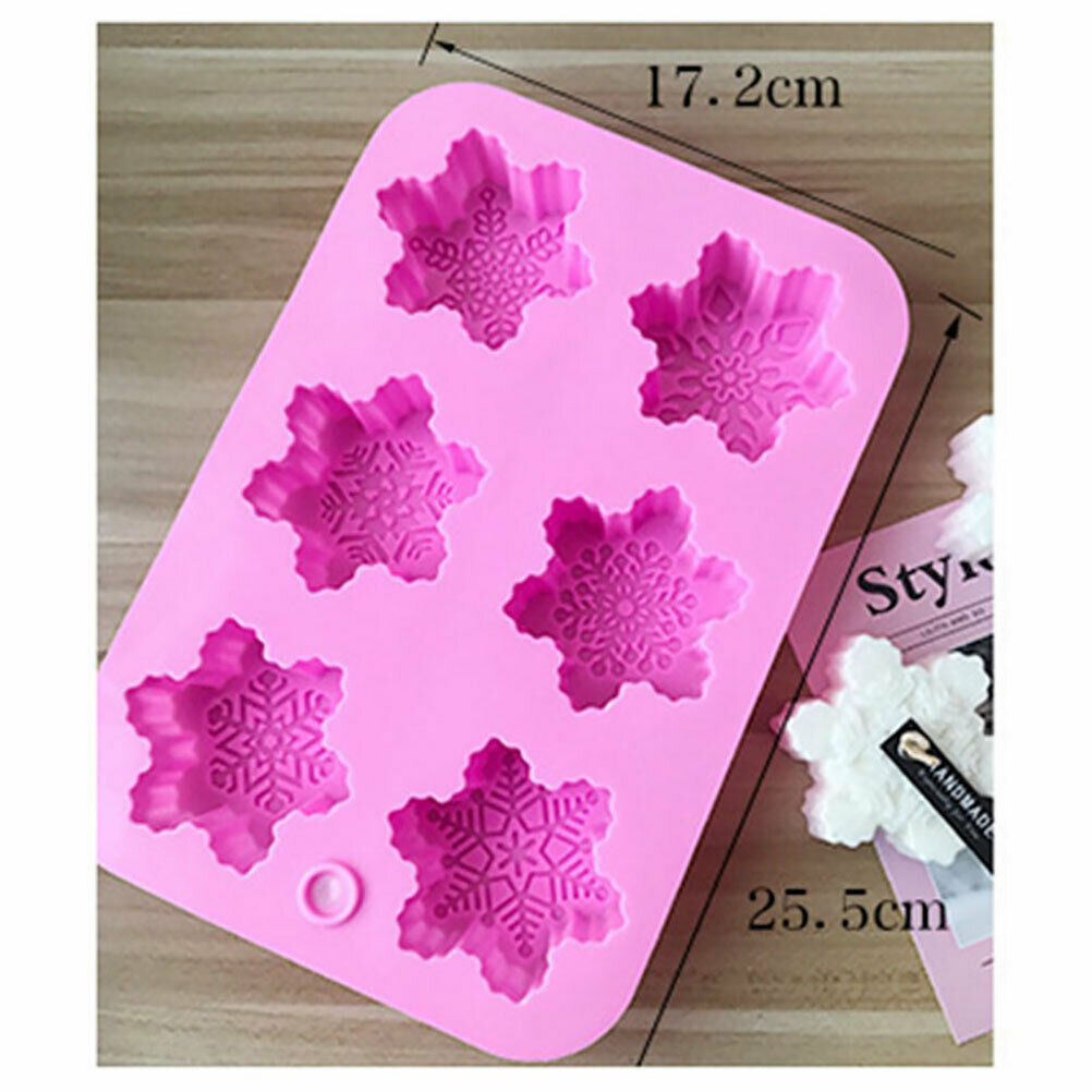 6Six Silicone Snowflake Mold Candle Soap DIY Aromatherapy Plaster CandleB T Pb
