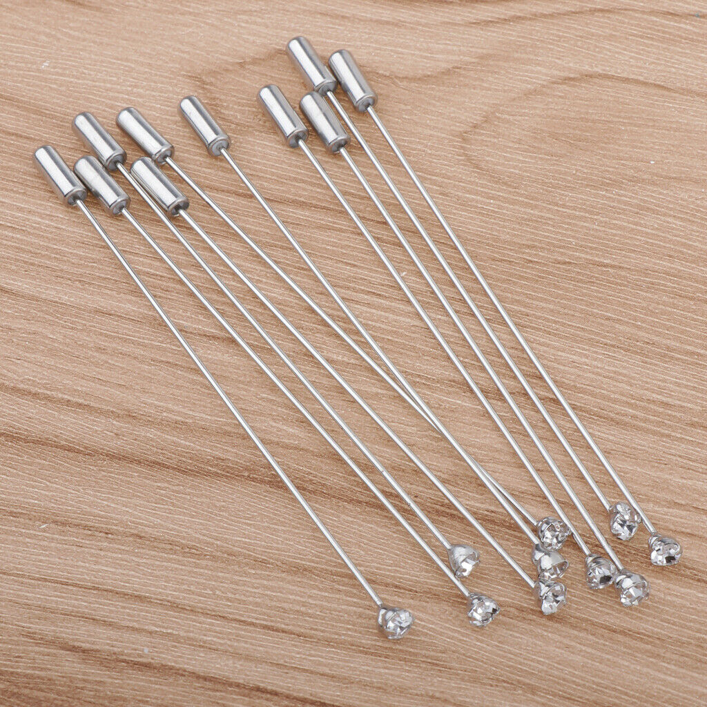 10pcs Diamante Brooch Collar Stick Breastpin Lapel Pin Suit Dress Accessory