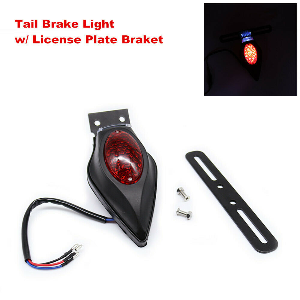 12V Refit Motorcycle Scooter Bikes LED Tail Brake Light License Plate Lamp Kit