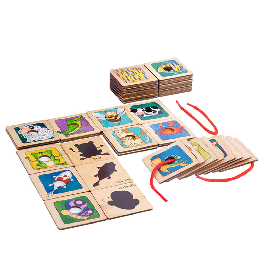 Kid Cognition Puzzle Cards Wooden Matching Game Cards Early Educational Toys