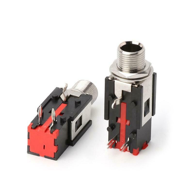 5PCS 6.35mm 1/4 2Pin Female Audio Stereo Phone Jack Headphone Socket  Connector