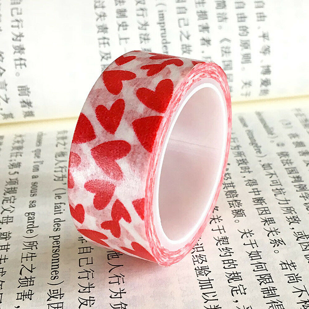 5Pcs Valentine's Day Love Heart Washi Paper Tape Stickers DIY Gift Packing Decor