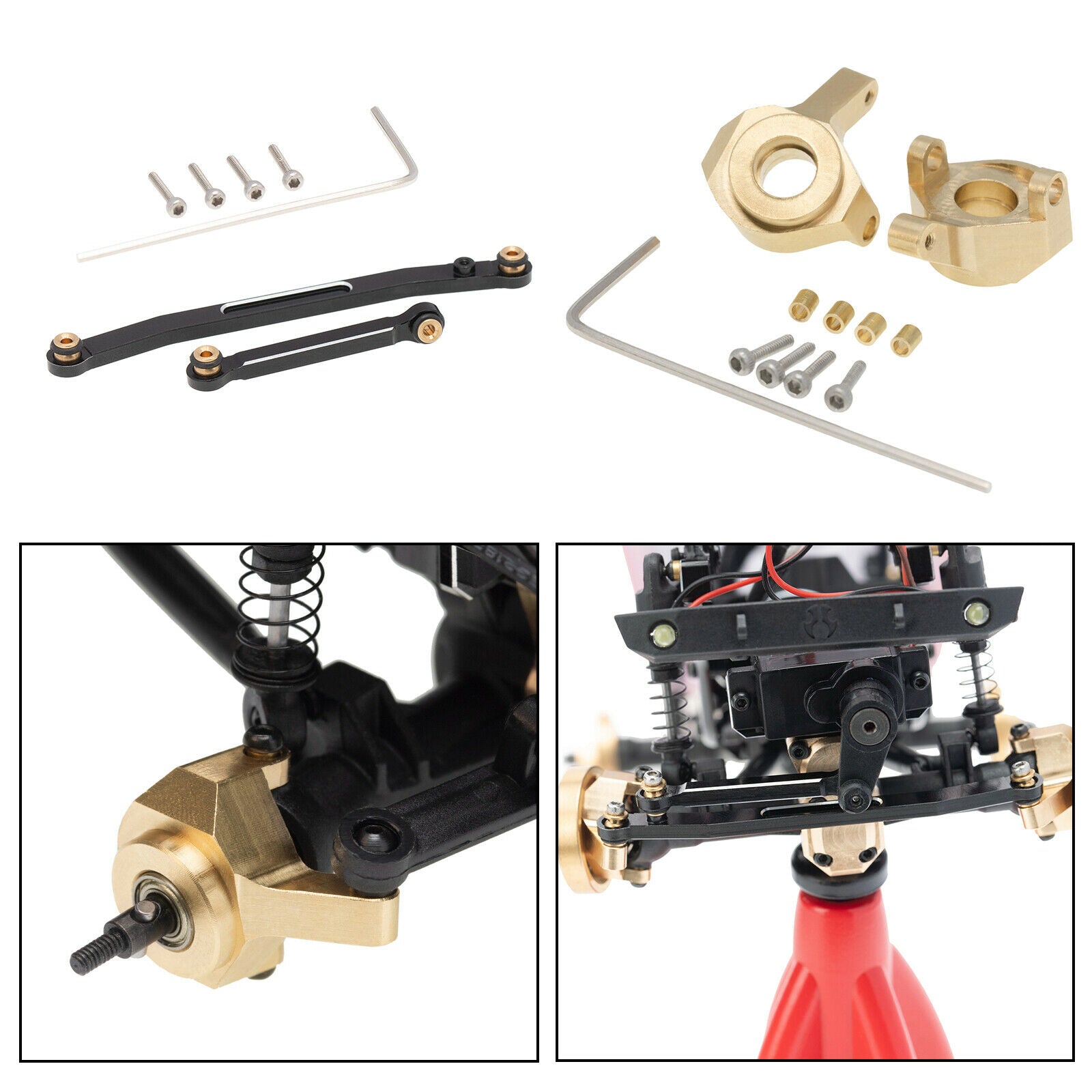 Metal Steering Knuckles + Rod Tie Links for Axial SCX24 AXI90081 DIY Parts