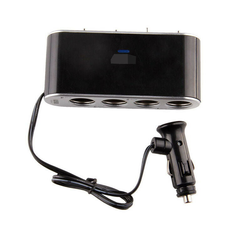 12/24V 4 Way Car Cigarette Lighter Socket Splitter 1 USB Charger Power Adapter