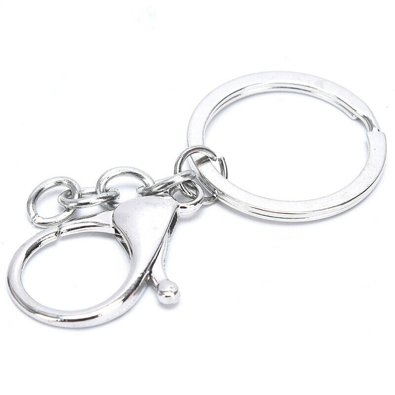 10X Big Lobster Clasp Hooks Keychain Split Ring Short Chain Key Ring DIY FDBD