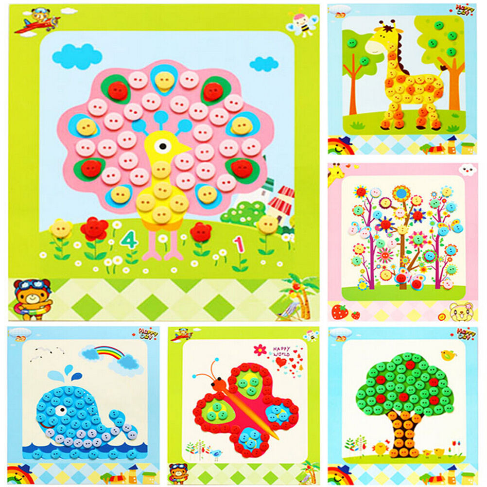1 Pcs DIY Button Drawing Painting Interactive Material Kids Educational To.l8