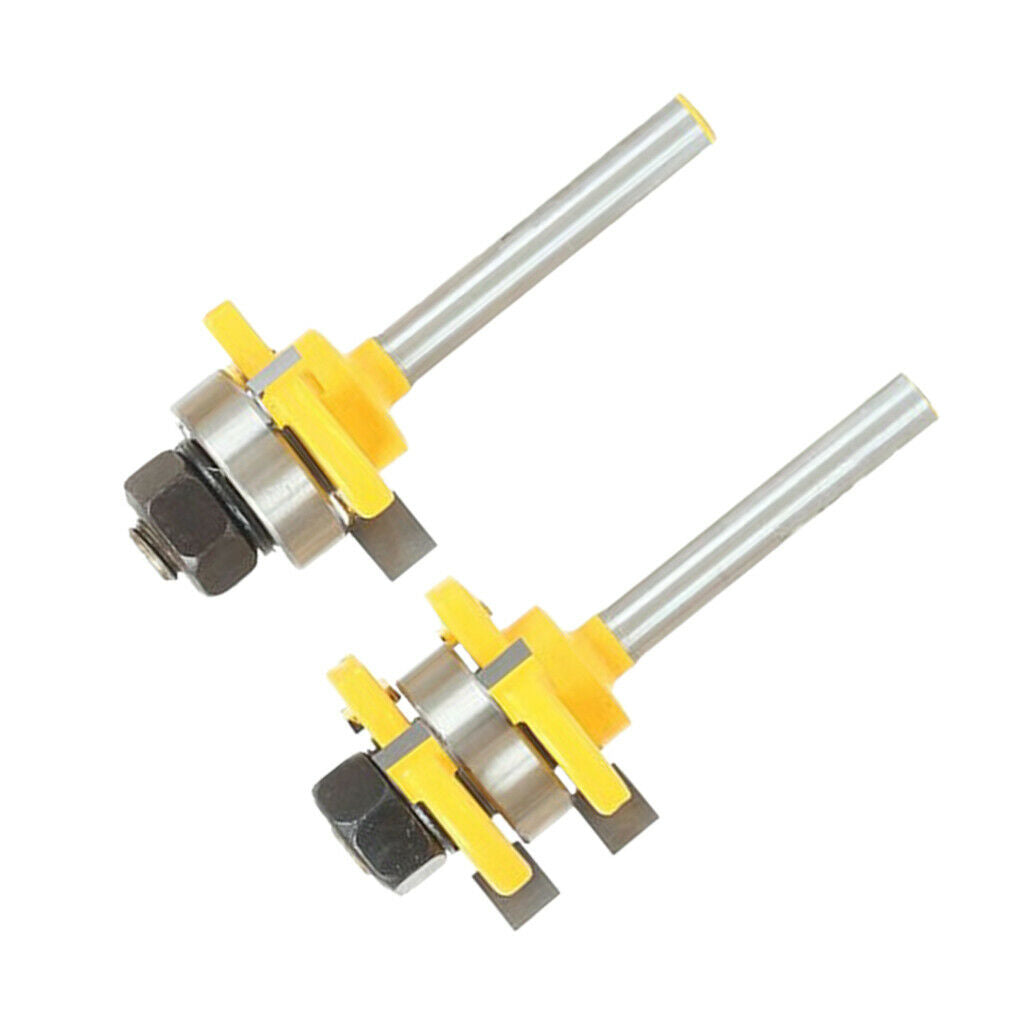 2Pieces Tongue&Groove Router Bit Set T- Slot 1/4" Shank For Woodworking Tool