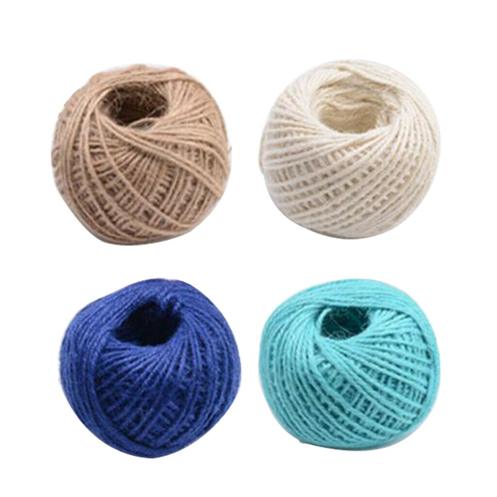 50M 2mm Colorful Natural Jute Twine Cord String Rope 2 Ply 4 Rolls DIY Craft