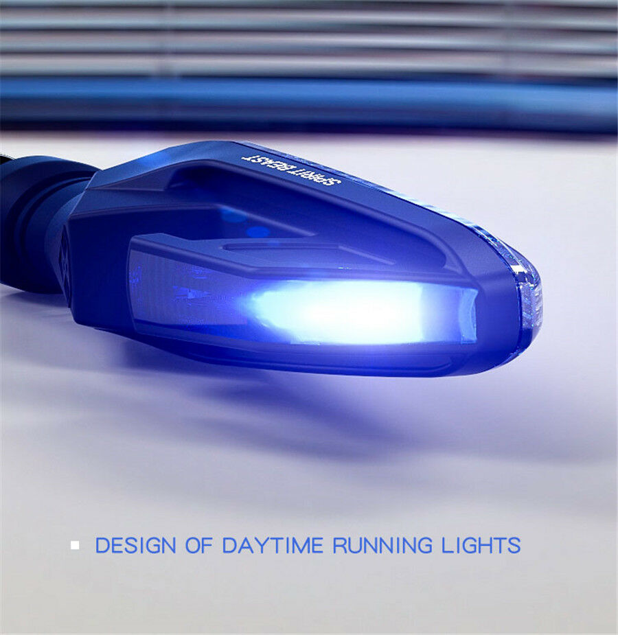 Universal 2X Blue Motorcycle Turn Signals Light LED Directional Daytime Lamp