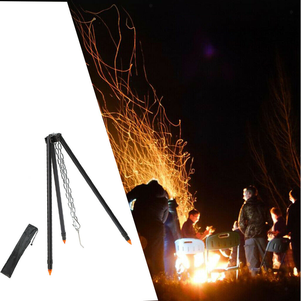 Grill Camping Tripod Portable Hanging Pot Backpacking Hiking Cookware Tool