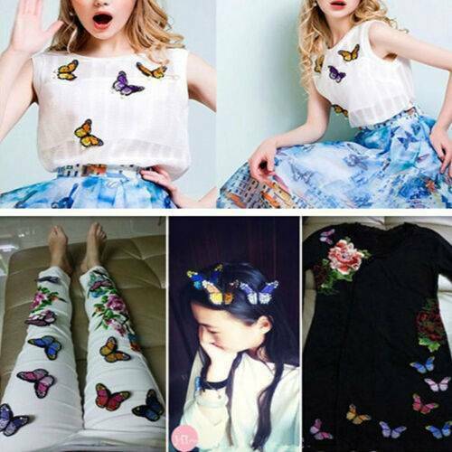 10PCS Embroidery Butterfly Embroidered Sew On Patch Badge Fabric Applique DIY~