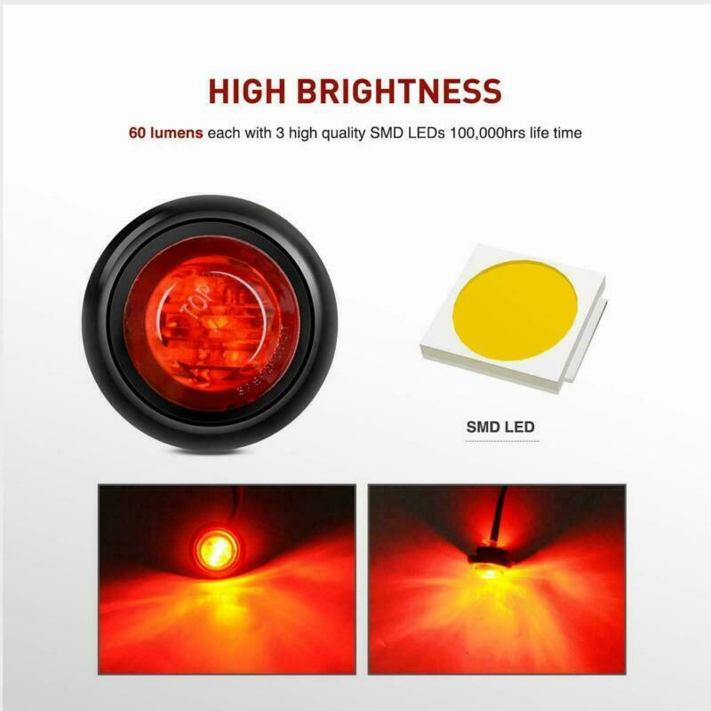 50x Mini 3/4" Red LED Bullet Marker Lights for Truck Trailer Bus Waterproof 12V