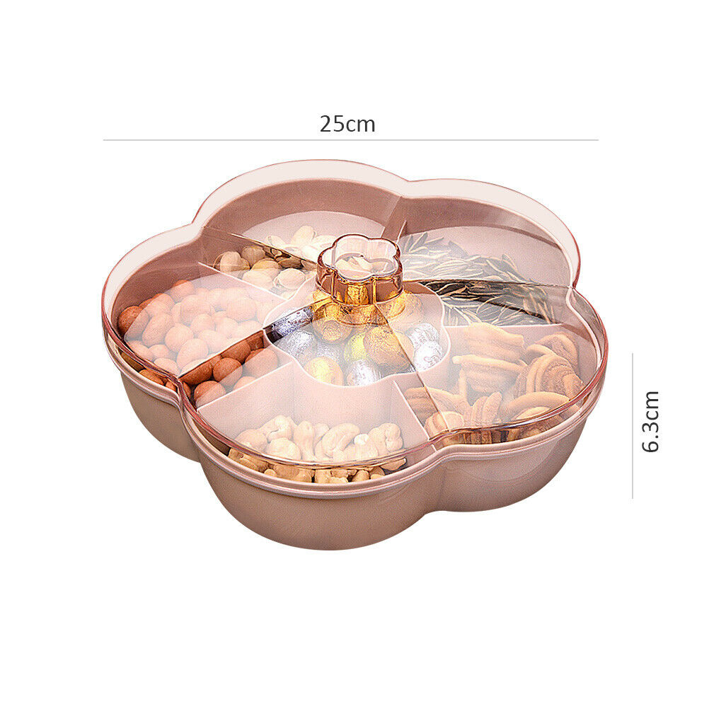 Flower Shape Snack Platter Tray Storage Box with Lid for Nut Candy Dried Fruits