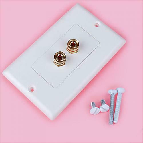 White Speaker AV Cable Wire Wall Plate /2 Banana Socket