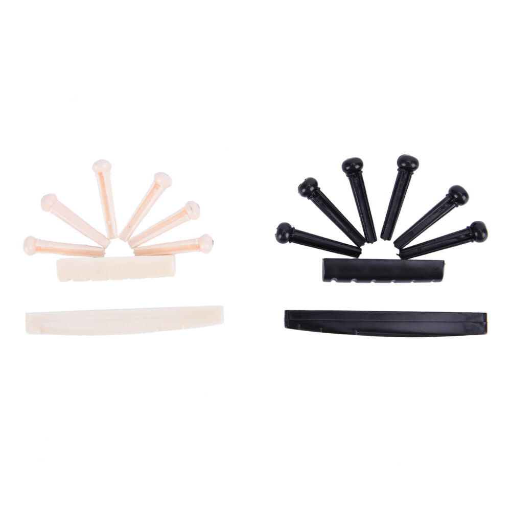 12 Bridge Pins + saddle + bridge saddle Bone for Acoustic Guitar white、N.l8