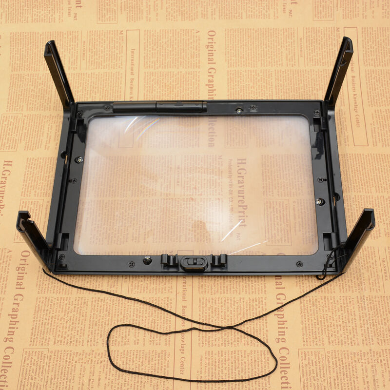 Magnifier 3X LED Lighted Table Magnifying Glass Lamp A4 Reading Aid Loupe