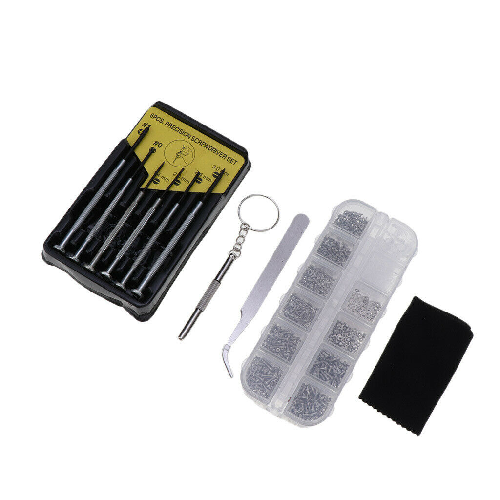 1100pcs Eyeglass Screws Nuts Screwdriver Tweezers Glasses Repair Tool Kit