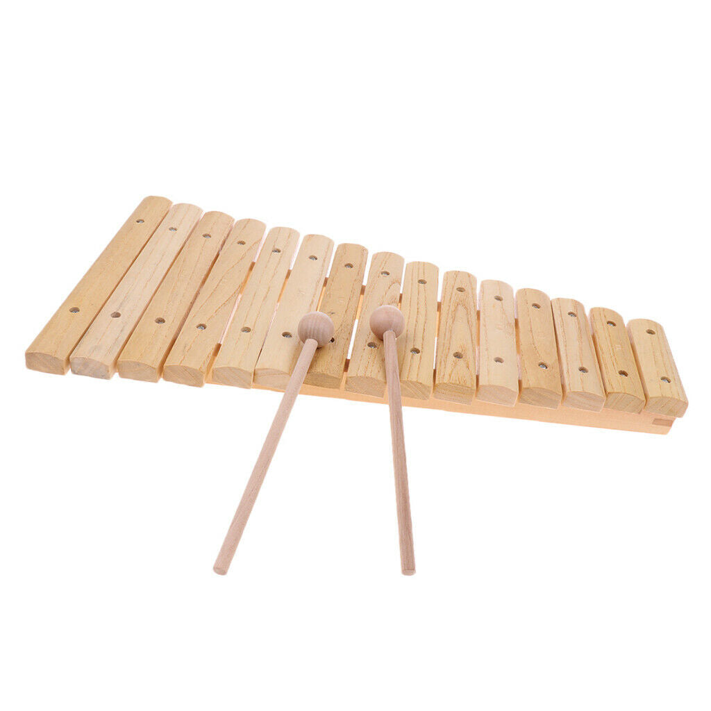 15 Sound Xylophone Piano Wooden Instrument with 2 Mallets for Kids Early Musical