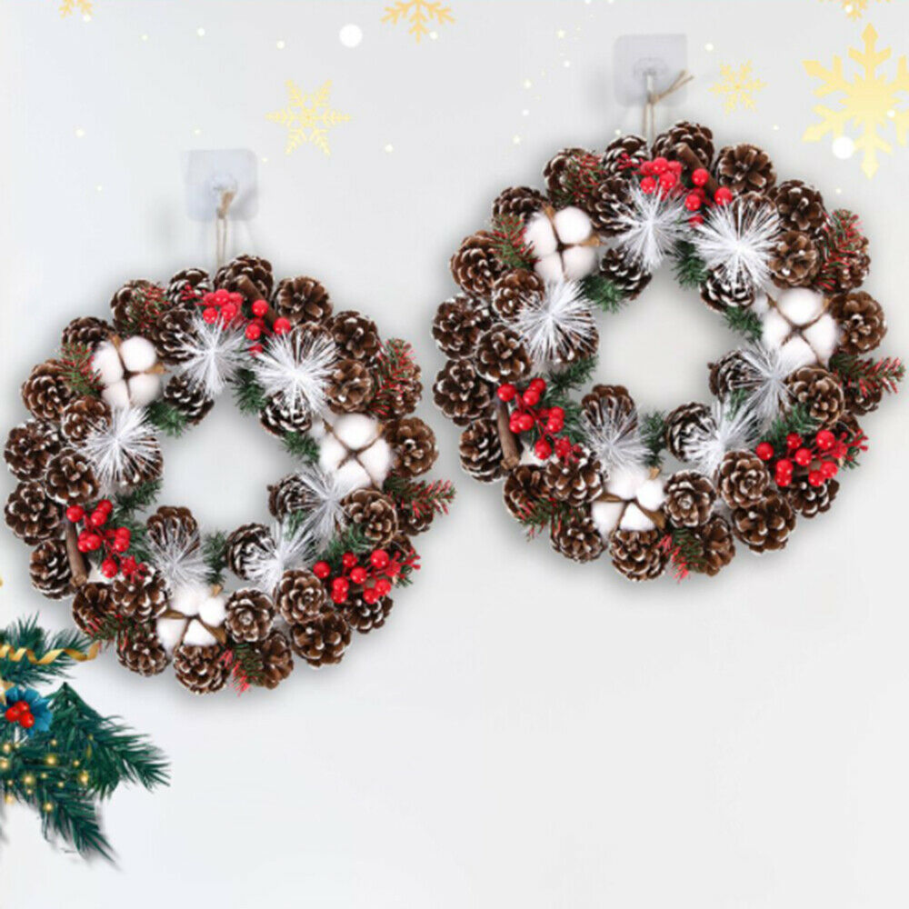 Christmas Wreath Pine Cone Hanging Ornament Garland Xmas Wreath Party Decor