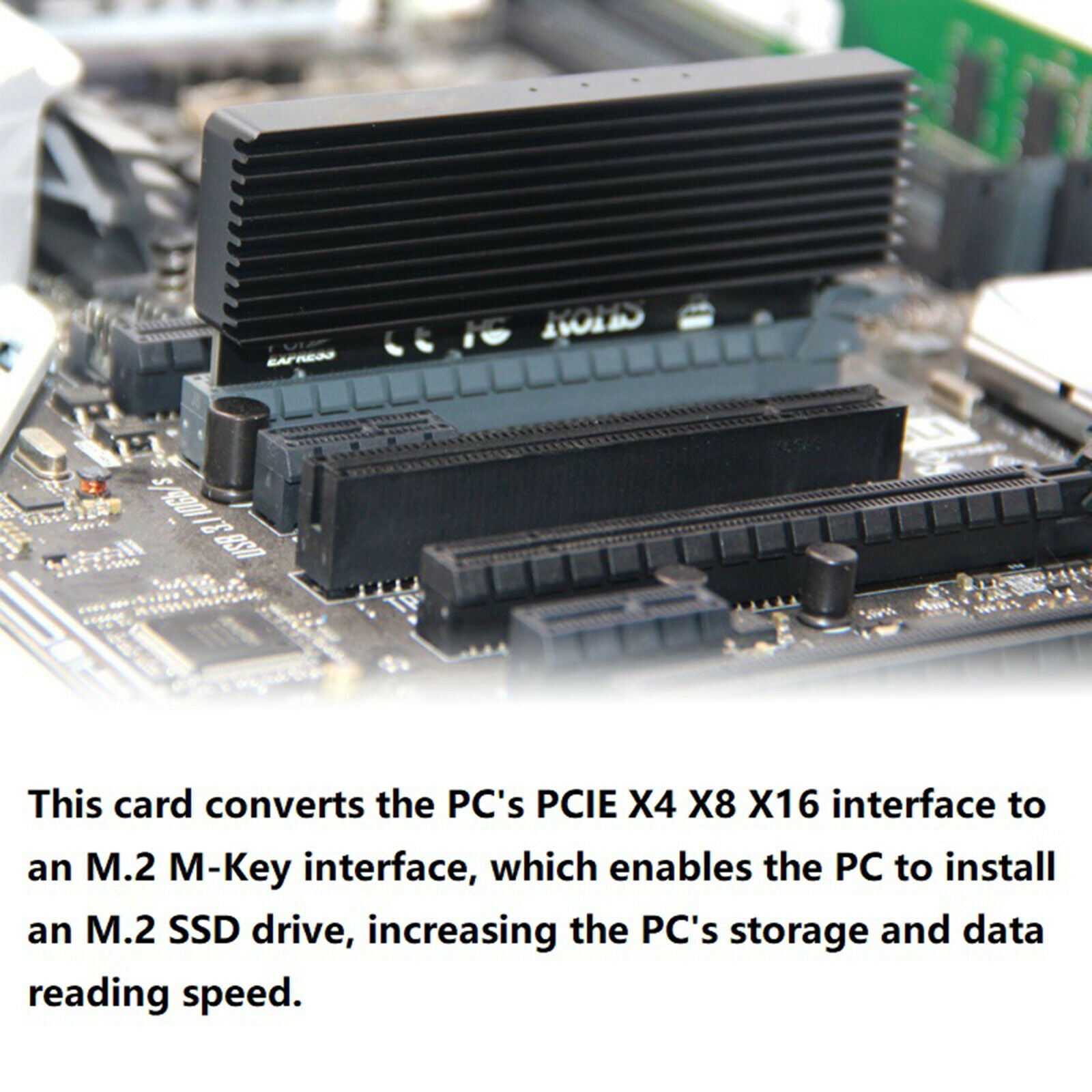 M.2 NVMe Adapter PCIe SSD PCI-e x4x8x16 Adapter Card with Heat Sink for 2280