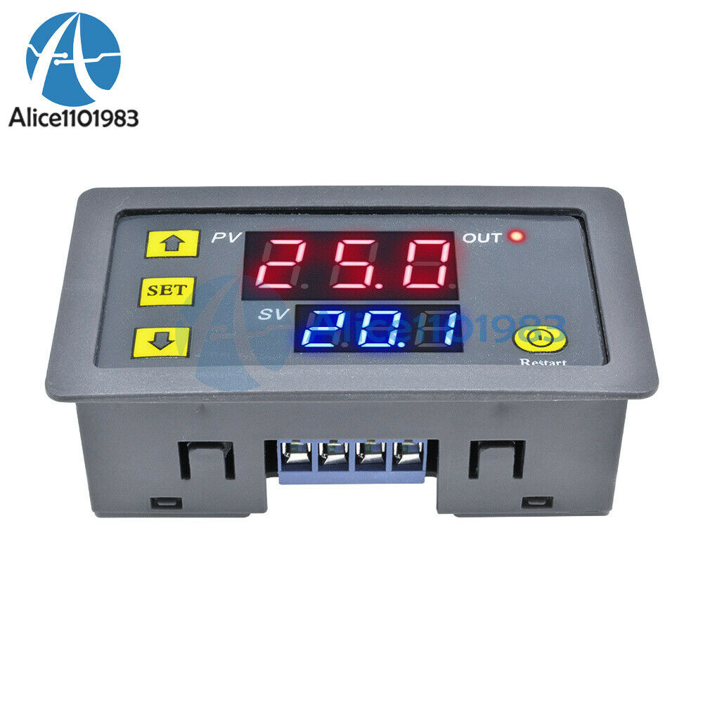 12V Thermostat Cycle Timer Delay Dual Display Relay Module 0-999 hours