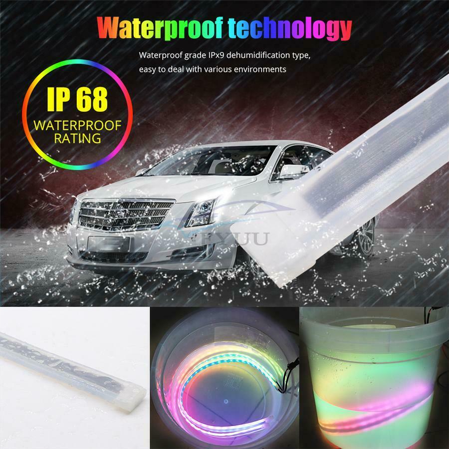 1 Pair 12V 45cm DRL Car Headlight Turning Light Flexible Soft LED Strip Light