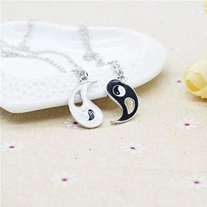Design Yin Yang Pendant Necklace Couple Friend Friendship Jewelry Gift 2PCN SJ