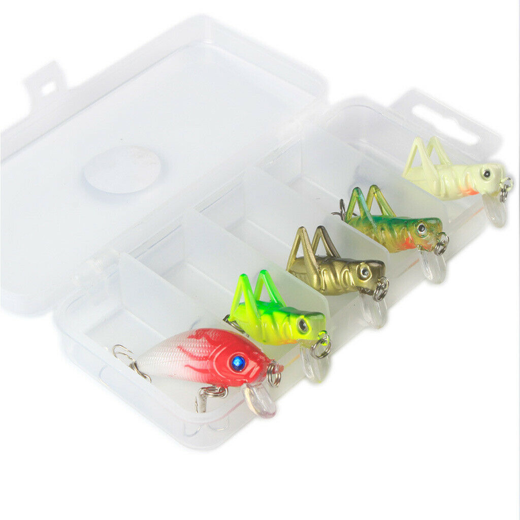 5Pcs/Lot Fishing Lure Artificial Locust Grasshopper Lures + Minnow Hard Bait