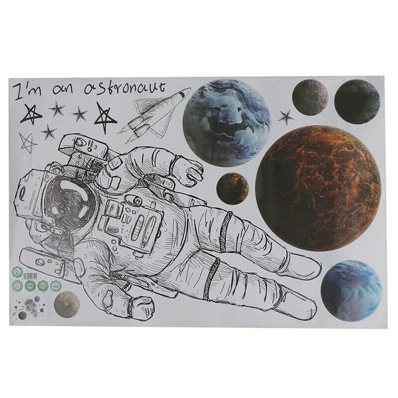 Space Astronaut Wall Stickers Bedroom Living Room Background Home Decorat.l8