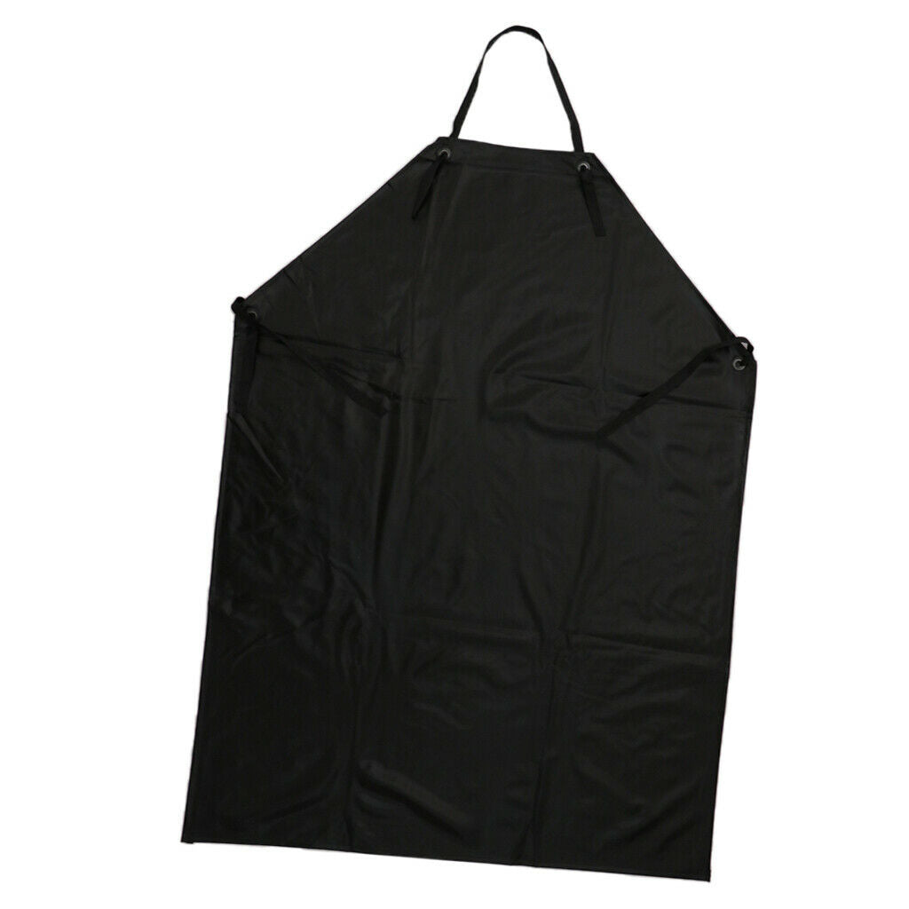 Black PVC Waterproof Sleeveless Apron for Home Restaurant Kitchen Butcher