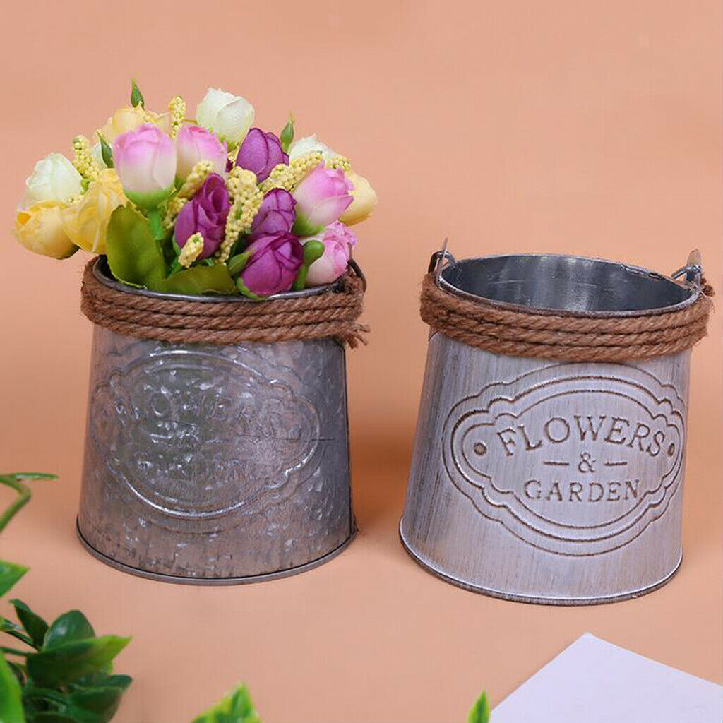 Metal Bucket Metal Tinplate Flower Plant Bucket Decorative Garden Pot for Home