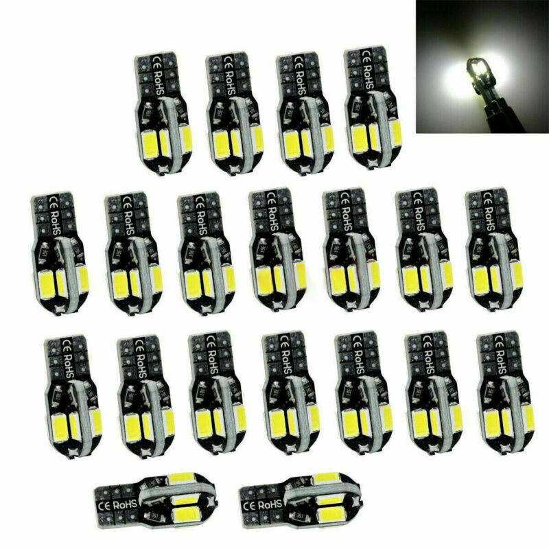 20Pcs Canbus T10 194 168 W5W 5730 8 LED SMD White Car Side Wedge Light Bulb Lamp