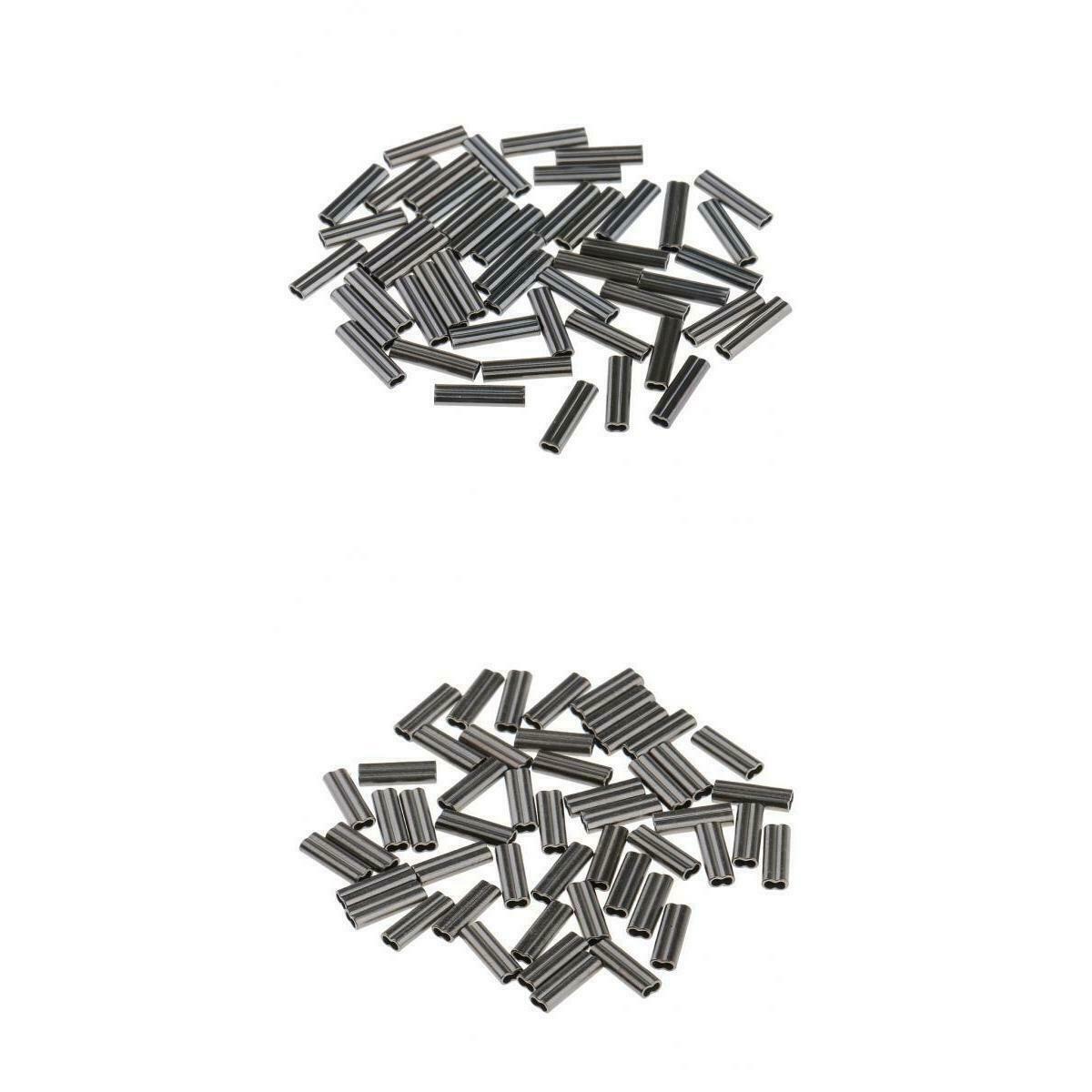 100 Pieces Bore Double Barrel Copper Fishing Clamp Sleeves - 1mm & 0.8mm