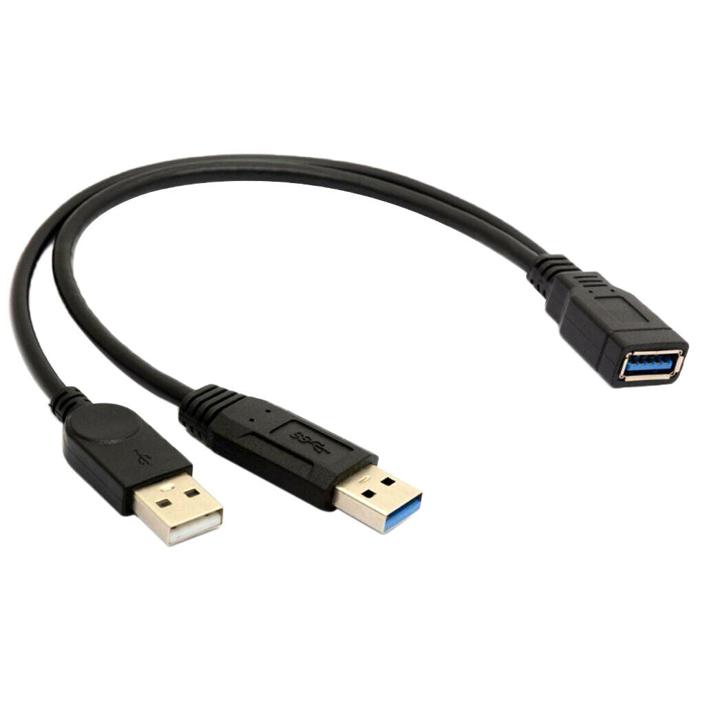 USB Female to Dual USB Male Extra Power Data Y Extension Splitter Cable