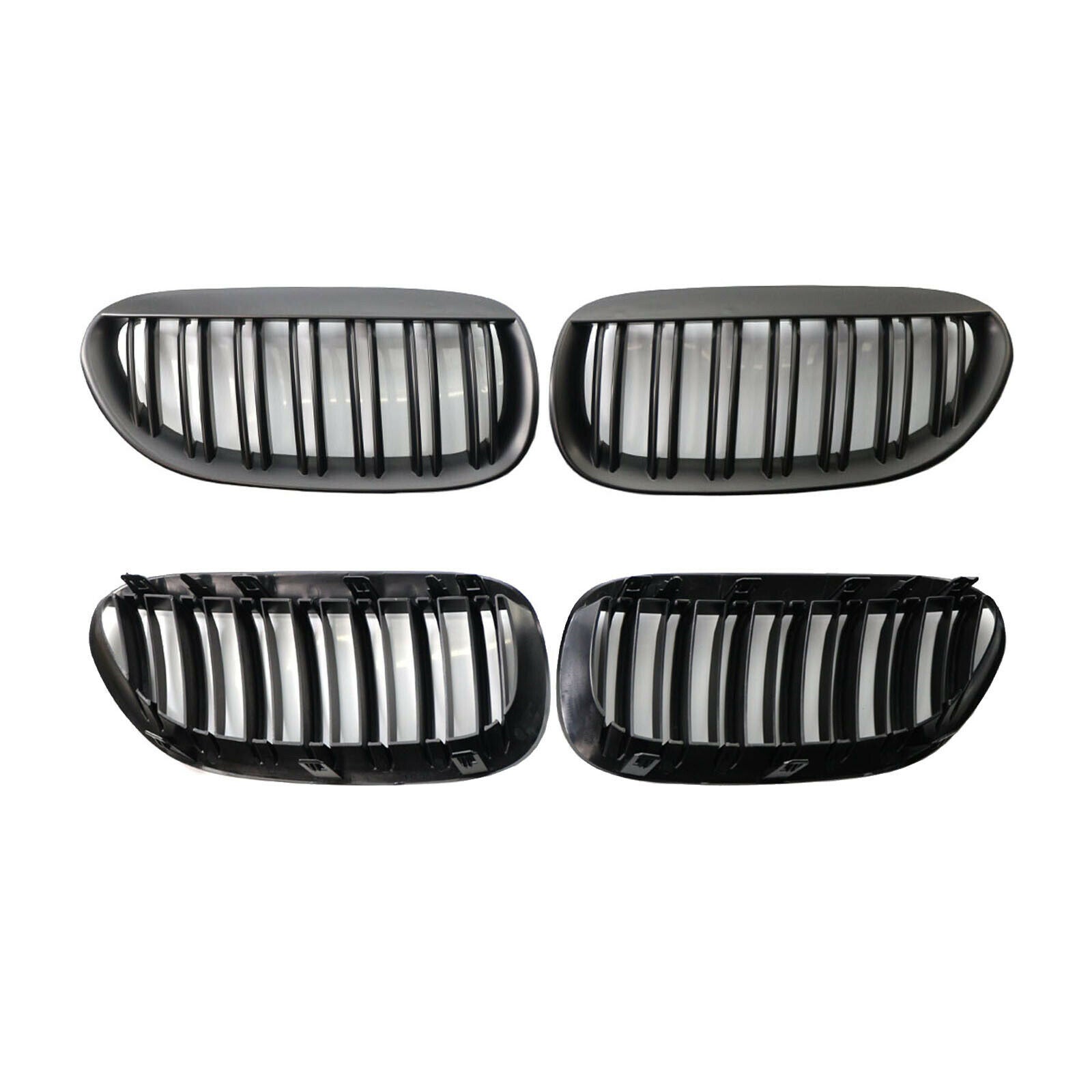 Black Double Slats Front Grille Grill for BMW E63 Accessories Easy Install