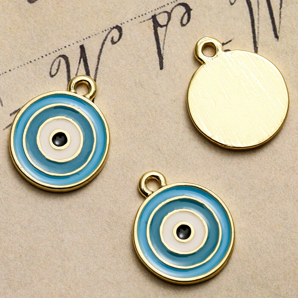 30Pcs New Evil Eye Enamel Charms Eye Alloy Oil Drop Pendants Cute Women Jewelry