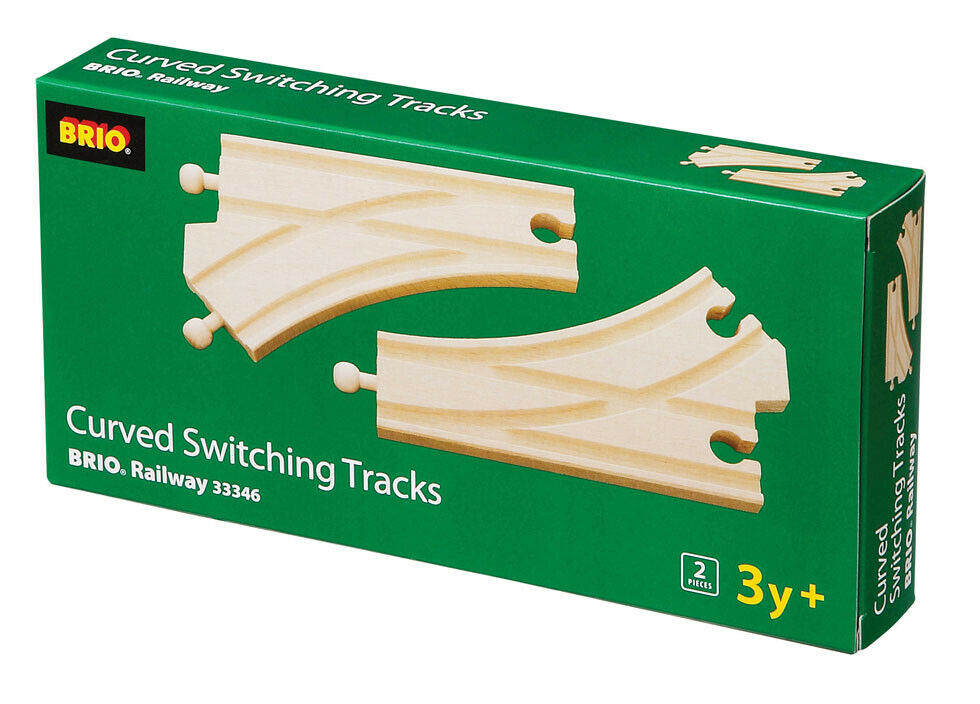 33346 BRIO Curved Switching Tracks - Railway Tracks inc 2 pcs Age 3 Years+