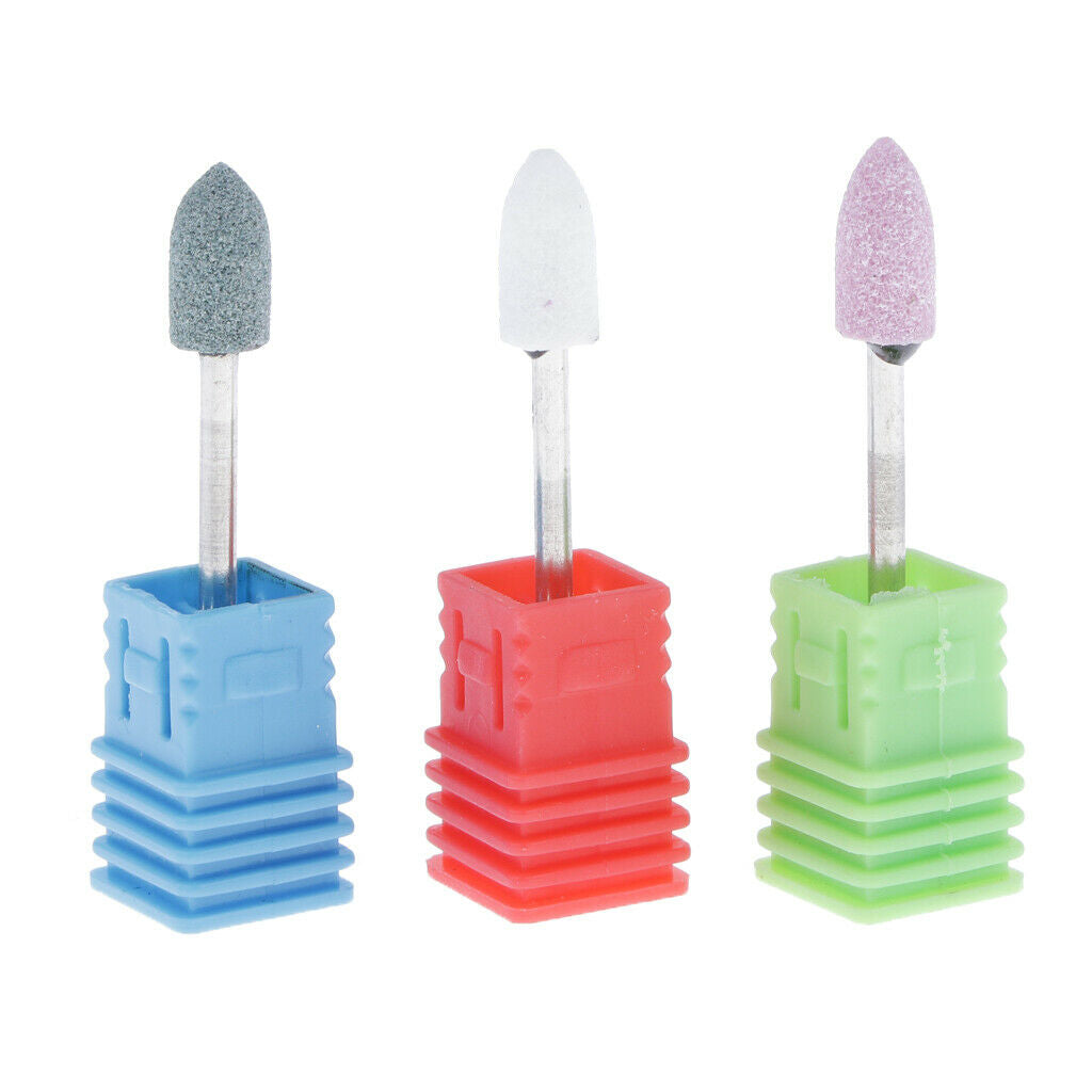 3x Quartz Nail Drill Bits Gel Remover Pedicure Manicure Filing Polishing Bit