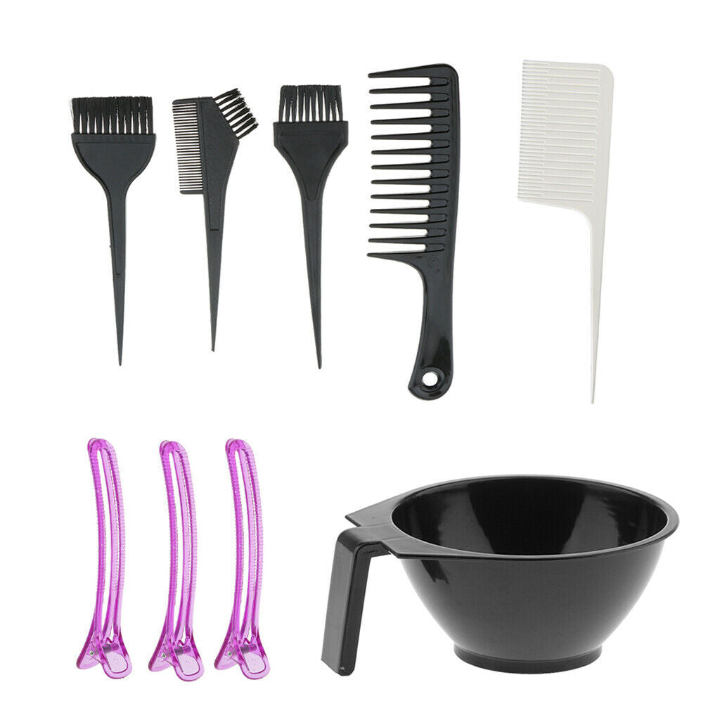 9 Pieces Professional ABS Plastic Hair Coloring Dyeing Kit Mixing Bowl Comb