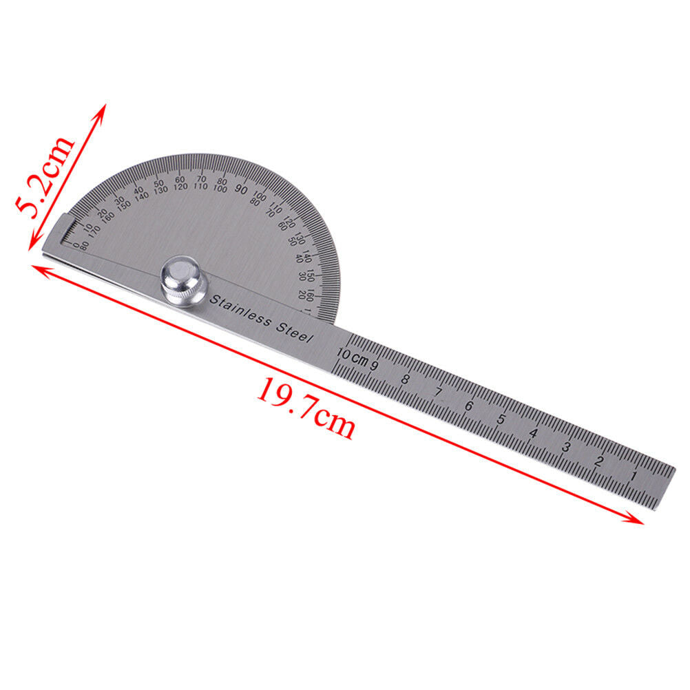Stainless steel 180 degree protractor angle finder arm measuring ruler tool D FT