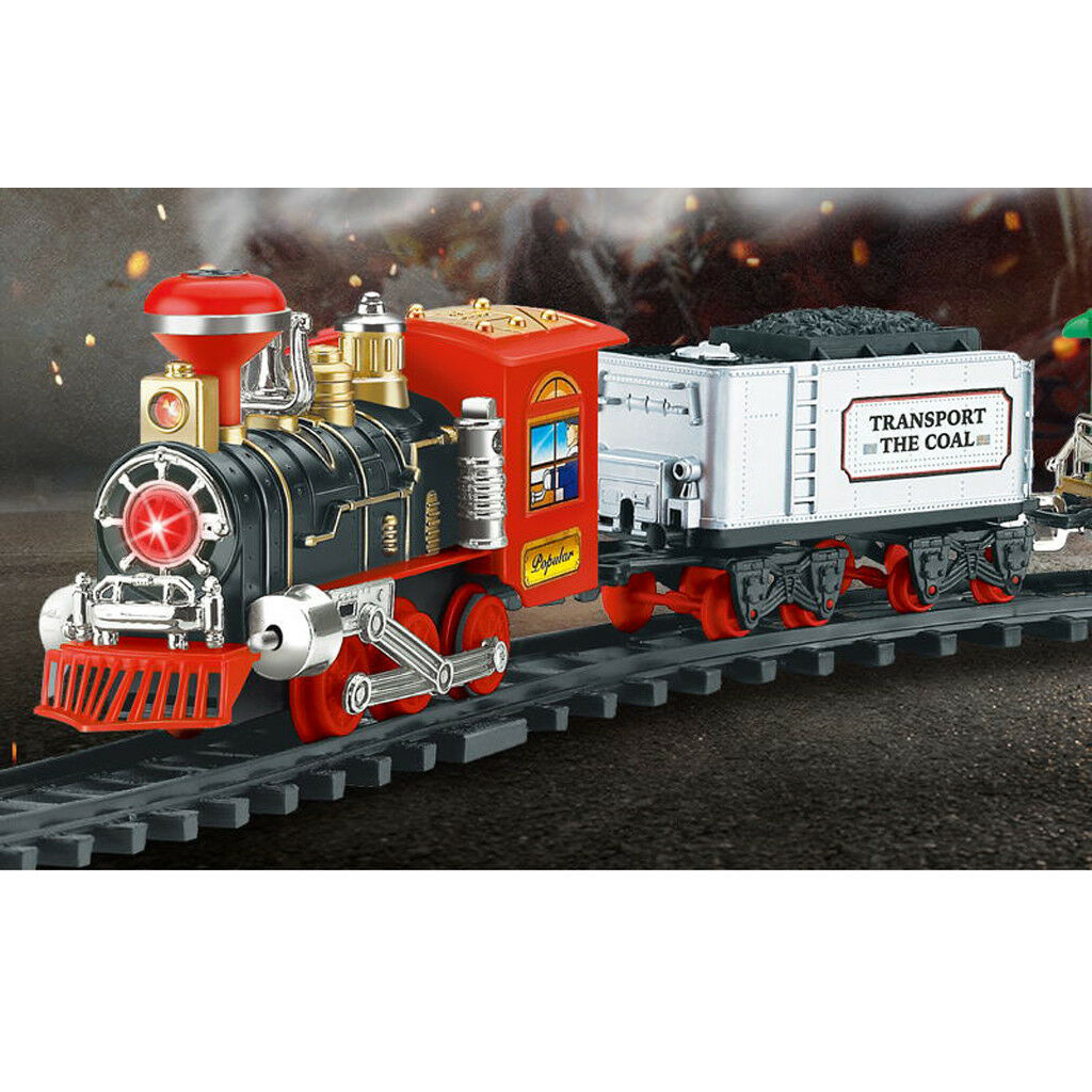 Remote Control Christmas Train Set - Lights, Sound, & Real Smoke - Kids Gift