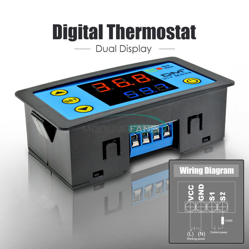 Red+Blue W3231 Dual Display LCD DC24V Digital Thermostat Temperature Controller