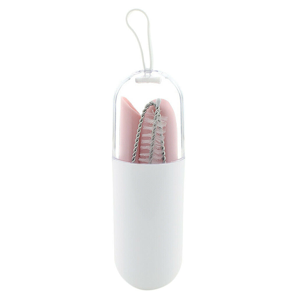 Collapsible Silicone Straw Reusable Folding Drinking Straw Pink Straight_A