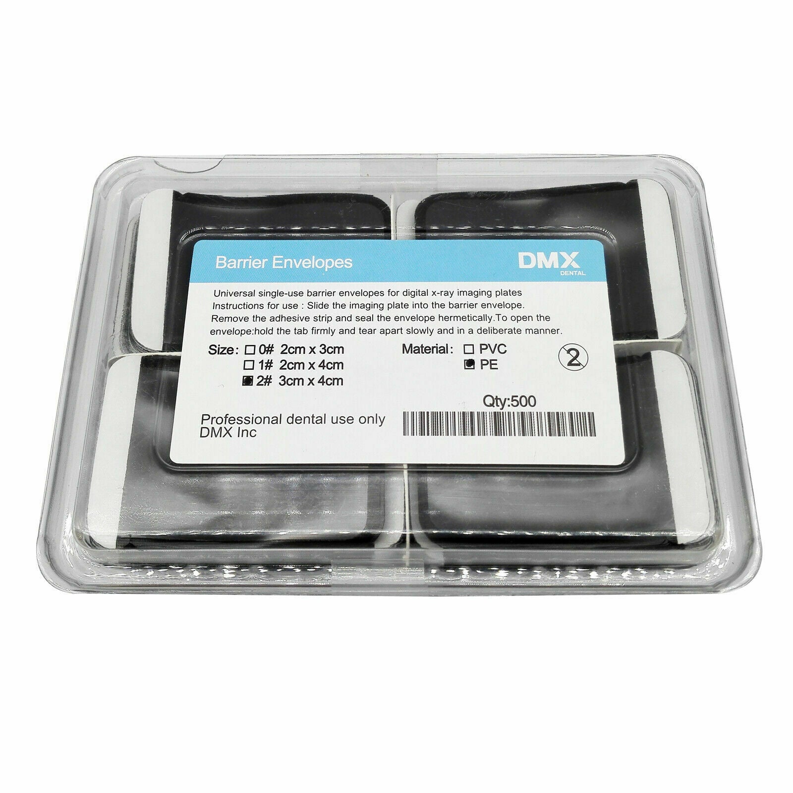 500* PE Barrier Envelopes Size 2# Phosphor Plate Dental X-Ray ScanX 3cm*4cm DMX