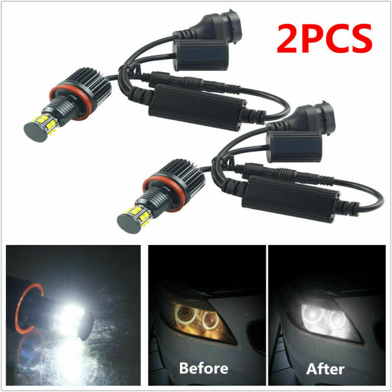 2PCS H8 LED Angel Eyes Halo Ring Light Bulbs HID Xenon 6500K Fit For BMW E82 E90