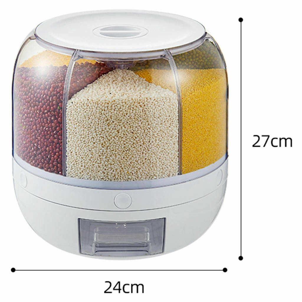 Rice Dispenser Countertop Rice Bucket Cereal Storage Container Tank Rotating