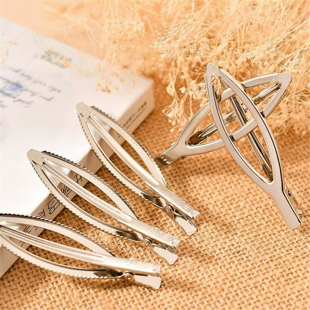 10pcs Chrome Plated Metal Hair Clips Leaf Shaped Barrette Bobby Pins Accessories